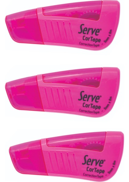 Cortape 5mm x 8m Şerit Silici Neon Pembe 3 Adet