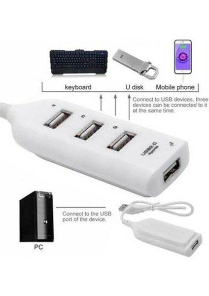 4 Port USB Çoğaltıcı Çoklayıcı Hub USB 2.0 Çoklama Pc Laptop