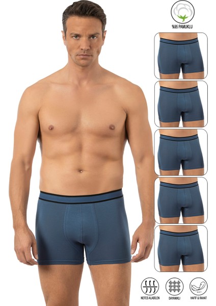 11226 5'li Paket Erkek Pamuklu Likralı Boxer Şort