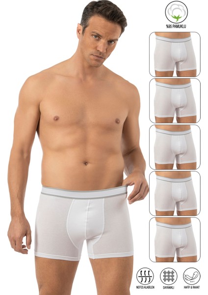 11226 5'li Paket Erkek Pamuklu Likralı Boxer Şort