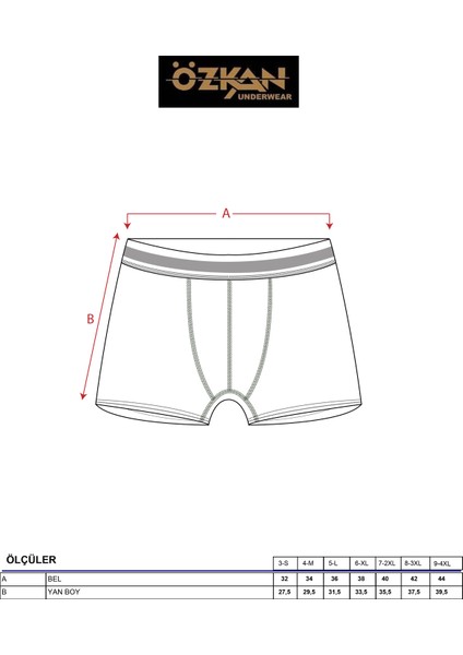 Özkan 11226 Erkek %95 Pamuklu Likralı Süprem Kumaş Esnek Rahat Boxer Şort