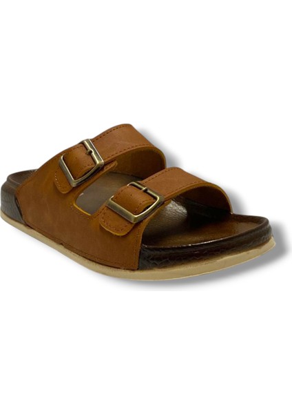 55201-25 Deri Çift Bant Anatomik Terlik 36-40