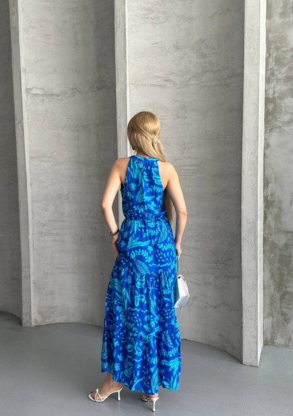 Desenli Halter Yaka Maxi Elbise fırsatları