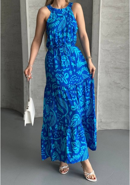 Desenli Halter Yaka Maxi Elbise indirimleri