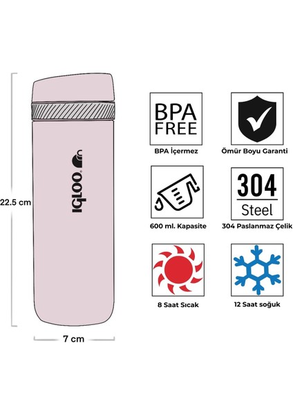 Squid Termos 600ML-PEMBE