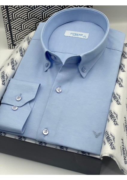 Erkek Slim Fit Uzun Kol Pamuklu Hediye Kutulu Gömlek - Mavi fiyatları