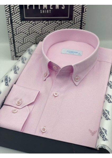Slim Fit Uzun Kol Pamuklu Hediye Kutulu Kolay Ütülenebilir Erkek Gömlek FS-002225 - Pembe fiyatları