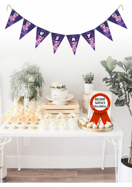 Model 165 Uzay Temalı Kişiye Özel Isimli Yazılı Banner Doğum Günü Süsü Flama Bayrakları