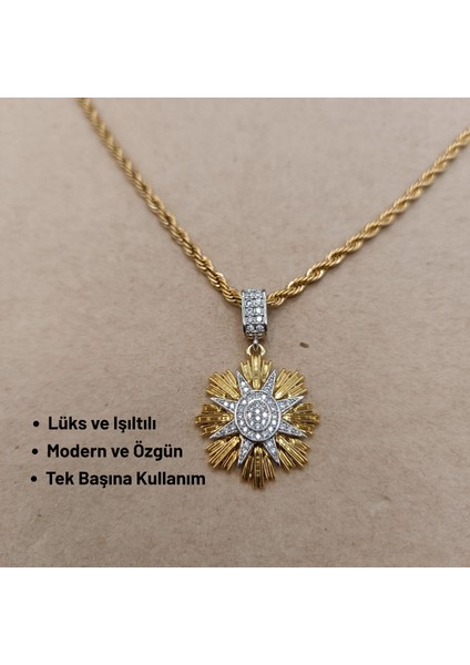 Taş Detaylı Altın/gümüş Renk Yıldız Çiçeği Kolye fiyatları