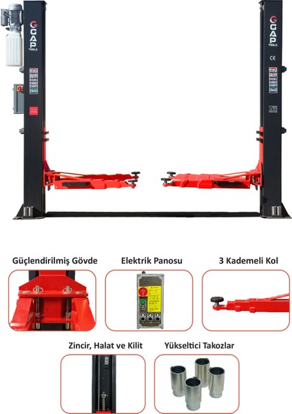 5 Ton Iki Sütunlu Tam Otomatik Hidrolik Lift GPL103