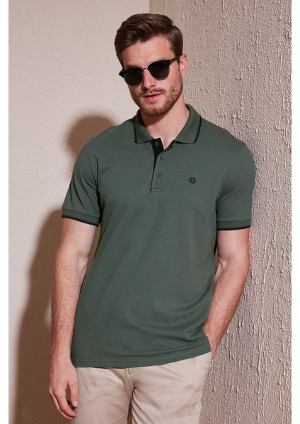 Pamuklu Slim Fit Şerit Detaylı Düğmeli Polo Yaka 4'lü Paket T Shirt Erkek T SHİRT 5902118S4
