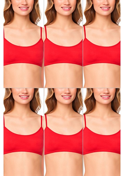 Genç Kız Pedsiz Pamuklu Likralı Yarım Atlet Alıştırma Sütyeni 6'lı Paket fiyatları