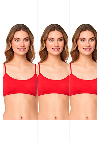 Genç Kız Pedsiz Pamuklu Likralı Yarım Atlet Alıştırma Sütyeni 3'lü Paket fiyatları