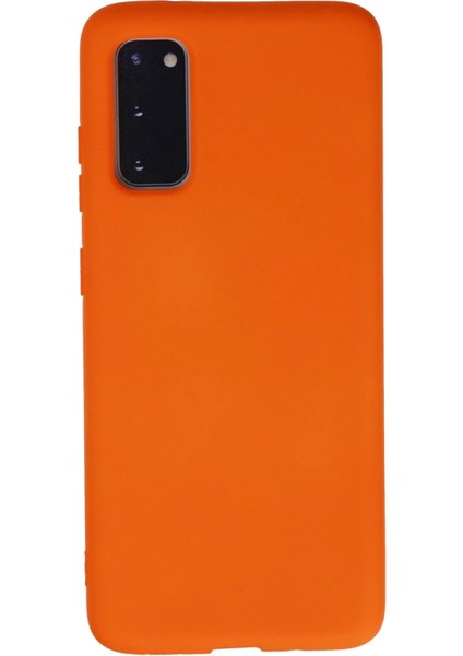 Samsung Galaxy S20 Kılıf Nano Içi Kadife Silikon - Turuncu Ferrg