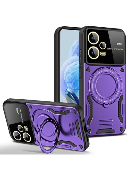 Xiaomi Redmi Note 12 Pro 5g Kılıf Joy Lens Standlı Kapak - Mor Ynsmr