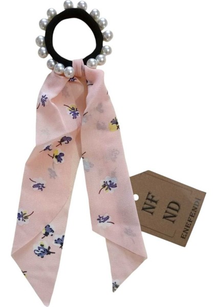 Incili Taşlı Lastikli Toka Ince Fularlı Rahat Hafif Kullanışlı Şık Şifon Kumaş Incilastik Toka Tekli