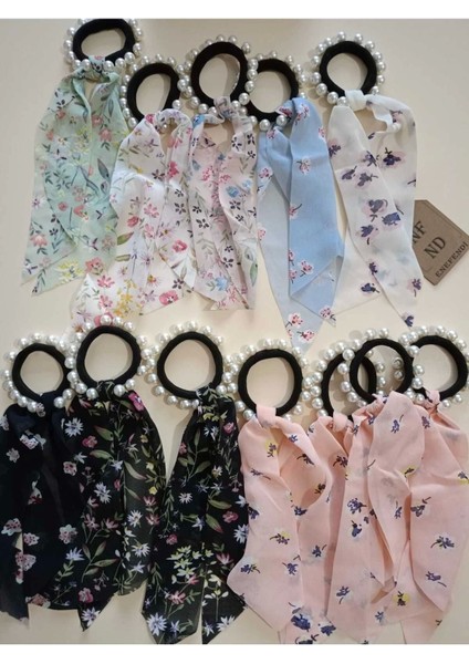 Incili Taşlı Lastikli Toka Ince Fularlı Rahat Hafif Kullanışlı Şık Şifon Kumaş Incilastik Toka Tekli modelleri