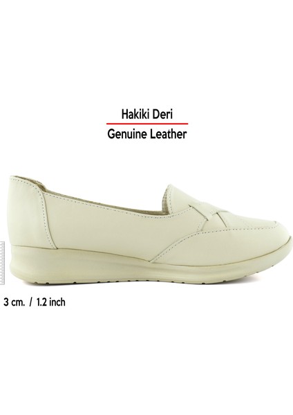 Mammina Beyaz Deri Çapraz Bant Detaylı Slip-On Günlük Ayakkabı
