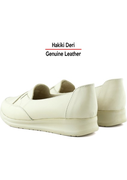 Mammina Beyaz Deri Çapraz Bant Detaylı Slip-On Günlük Ayakkabı