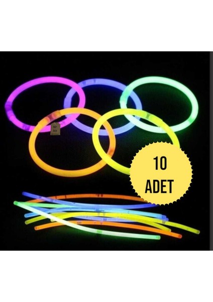 Neon Fosforlu Parti Çubuk Fosforlu Bileklik Karanlıkta Parlayan Işık 10 Çubuk+10 Bağlantı Aparatı
