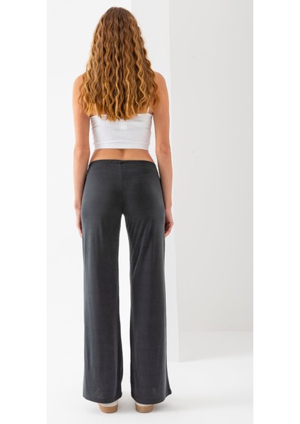 Kadın Beli Lastikli İspanyol Paça Pantolon Füme - MS0000580
