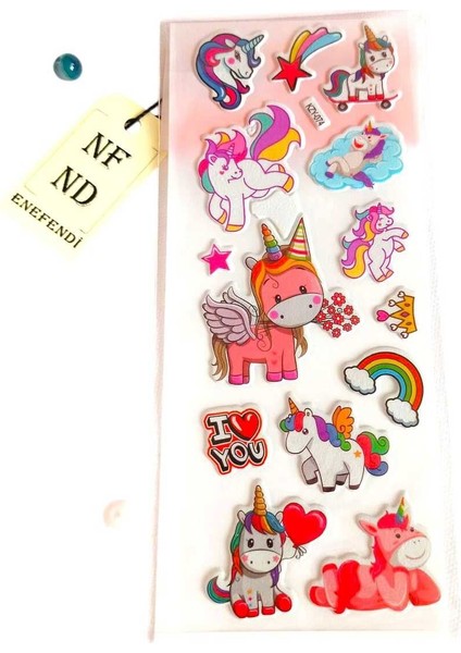3 Adet Sticker Parlak Yapışkanlı Kız Erkek Çocuk Telefon Defter Dolap Ayna Hediye Sticker