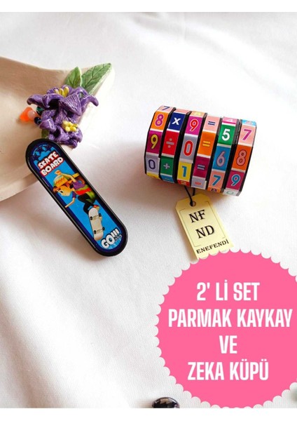 2'li Set Parmak KAYKAY(10CM) ve Matematik Eğitici Küp Dört Işlem Hediye Zeka Küpü Zeka Geliştiren