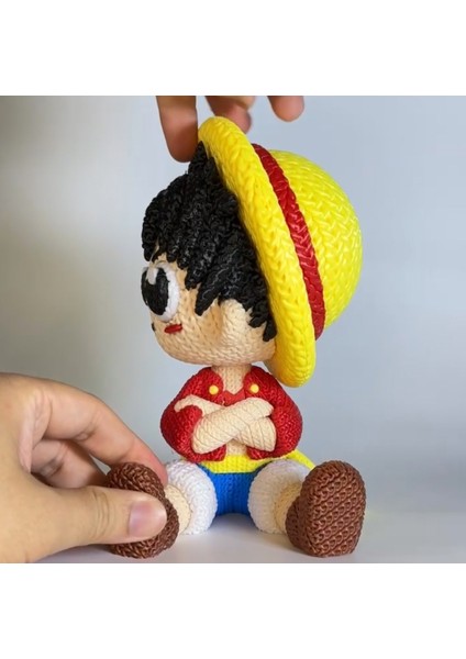Luffy Örgü Desenli Figür One Piece Anime Manga Figür