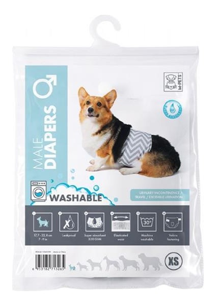 M-Pets Diapers Erkek Köpekler Için Yıkanabilir Külot Xs
