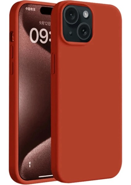 Apple iPhone 15 Plus Kılıf First Silikon - Kırmızı Ferrg