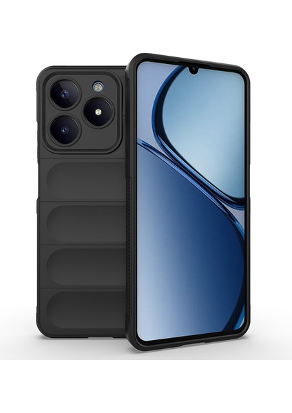 Realme C61 Kılıf Esnek Tpu Oyuklu Arka Yüzey Tasarımlı Tcg Etnik Silikon Kapak - Siyah