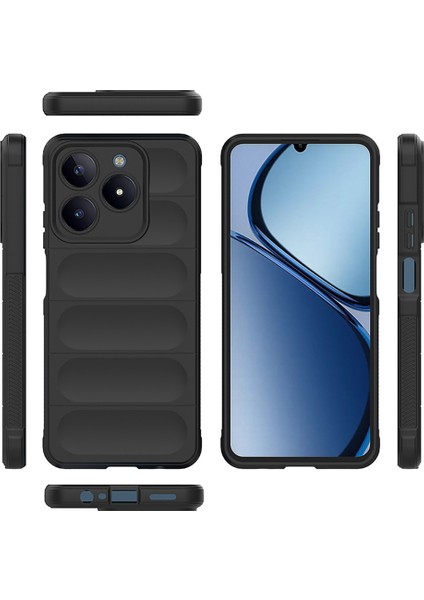 Realme C61 Kılıf Esnek Tpu Oyuklu Arka Yüzey Tasarımlı Tcg Etnik Silikon Kapak - Siyah