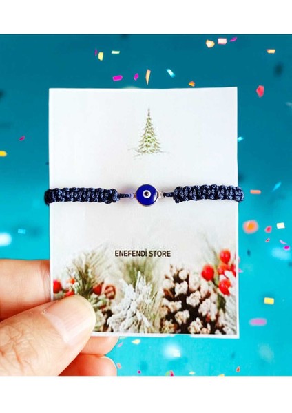 Bileklik Kartlı Nazar Boncuk Hediyelik Makrome Örme Asansörlü Şans Bereket Arkadaş Çocuk Bilekliği