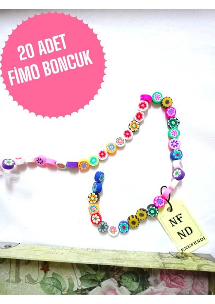 20 Adet Fimo Boncuk Karışık Renkte Hediye Bileklik Takı Aparatı Delikli 1cm