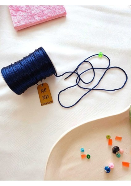 4m Lacivert Floş Ip 10 Adet Kalpli Kare Boncuk Sert Plastik Takı Aparatı Hediye Delikli Kırmızı