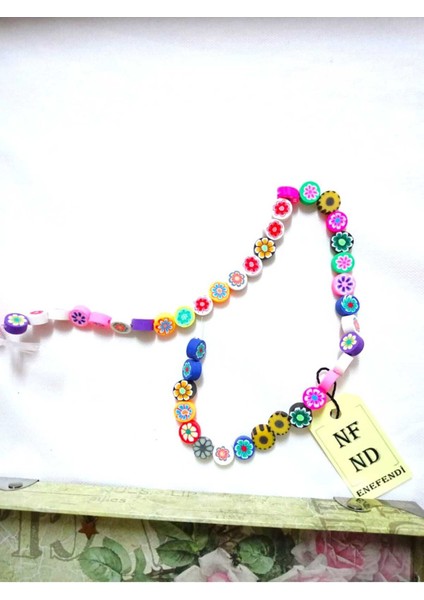 ENEFENDİ 1 Dizi Fimo Boncuk 40 Adet Karışık Renkte Hediye Bileklik Takı Aparatı Delikli 1cm