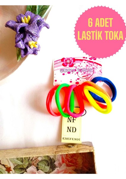 6 Adet Havlu Lastik Toka Renkli Rahat Genç Kız Çocuk Hediye