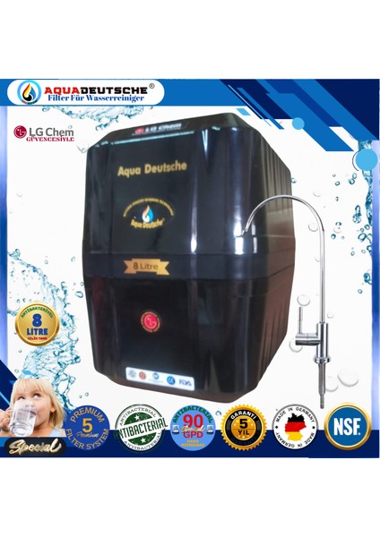 Specıal 8 Litre Antibakteriyel Çelik Tanklı 90 Gpd Nano Membranlı Gümüş Iyon Kompozit Tatlandırıcılı Su Arıtma Cihazı fiyatları