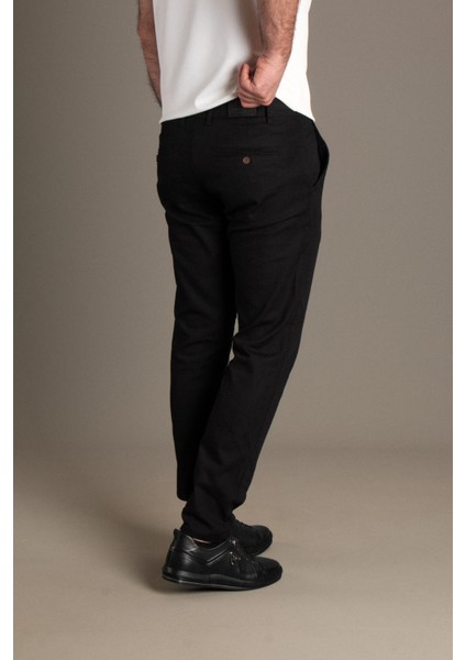 Erkek Siyah Keten Pantolon modelleri