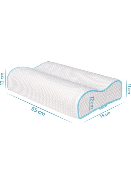 Çift Taraflı Yüksek Boyun Destekli Ortopedik Yastık Visco Yastık - 55 x 35 x 12-11 cm