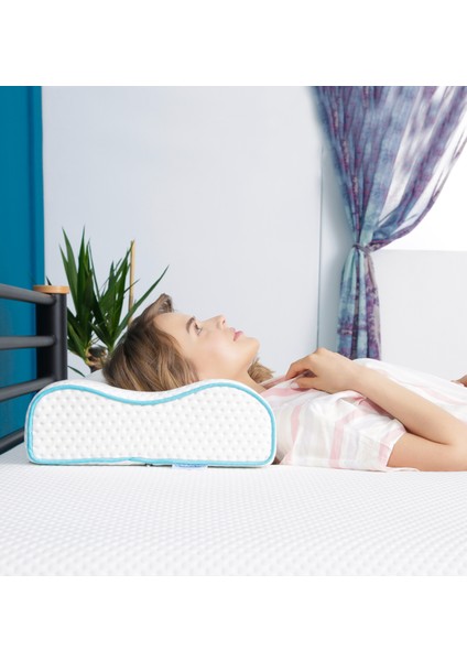 Çift Taraflı Yüksek Boyun Destekli Ortopedik Yastık Visco Yastık - 55 x 35 x 12-11 cm