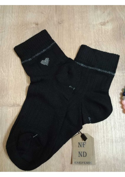 2 Çift Likralı Pamuklu Kokulu Kalp Taşlı Burun Dikişsiz Çorap Siyah Kadın Çorabı 36-40 modelleri