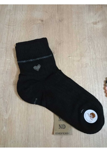 2 Çift Likralı Pamuklu Kokulu Kalp Taşlı Burun Dikişsiz Çorap Siyah Kadın Çorabı 36-40 fırsatları