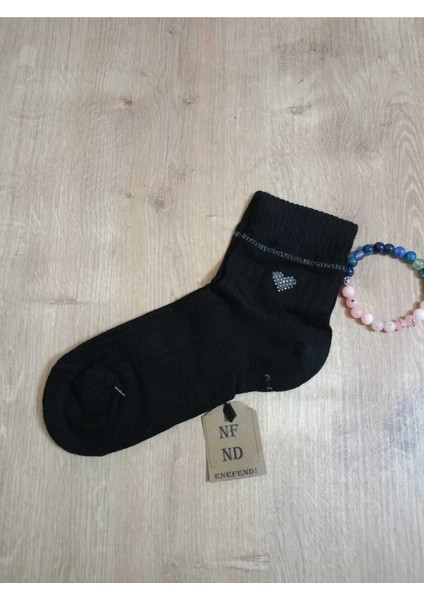 2 Çift Likralı Pamuklu Kokulu Kalp Taşlı Burun Dikişsiz Çorap Siyah Kadın Çorabı 36-40 indirimleri