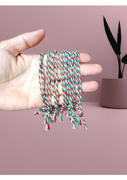 Şans Uğur Arkadaşlık Sevgili Marteniçka Bilekliği, Yeşil Kırmızı Beyaz Marteniçka Ipi 10 Adet fiyatları