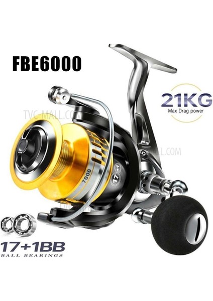 5.0:1 Balıkçılık Reel 17 + 1bb 21 kg Tatlı Su Tuzlu Su Balıkçılığı Için Ultra Pürüzsüz Iplik MAKARALARI-FBE6000 (Yurt Dışından)