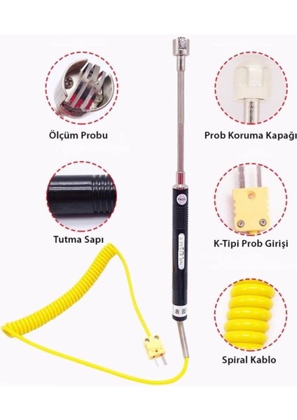 Nr 81532B K Tipi Yüzey Sıcaklık Ölçer Prob -50°c +500°C (Prob Uzunluğu: 14CM) modelleri