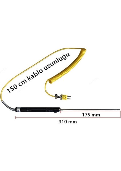 Nr 81530B K Tipi Düz Uçlu Sıcaklık Ölçer Prob -50°c +500°C fırsatları