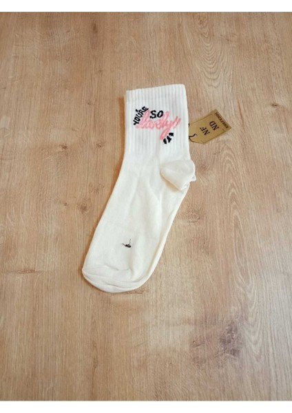 2 Çift Desenli Pamuklu Yumuşak Çorap Arakonç Kadın Krem Pembe Soket Çorabı 36-40 fırsatları