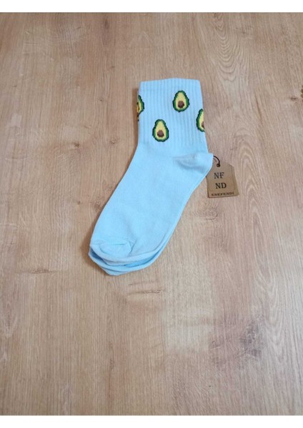 2 Çift Avokado Desenli Pamuklu Yumuşak Çorap Arakonç Kadın Açık Mavi Gri Soket Çorabı 36-40 fiyatları
